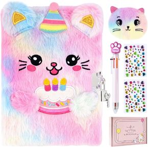 PJDRLLC Plush Cat Diary with Lock – Birthday Gift for 6-12 Years Girls in Saudi Arabia