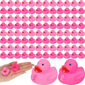 Jerify 100 Pcs Mini Pink Ribbon Rubber Duck Breast Cancer Awareness in Kuwait