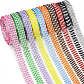 3/8 Inches X 10 Color Gingham Ribbon Pack, Total 100 Yards in Kuwait