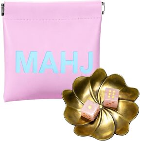 Pink Crystal Mahjong Dice Set with MAHJ Bag and Tray in Kuwait