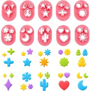 10 PCS Polymer Clay Cutter Shapes, Mini Clay Cutters Flower Leaf Shape for Earrings Making 10 Shapes Heart Star Moon Flower Leaf Cactus in Kuwait