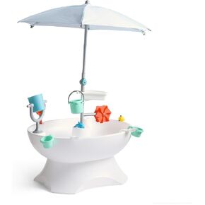 Step2 Sunshine Springs Splash Water Table with CoolBreeze Misting Canopy, Kids Outdoor Water Play Table with Umbrella for Toddlers and Preschoolers, 8 Accessories, Ages 2+, White in Kuwait