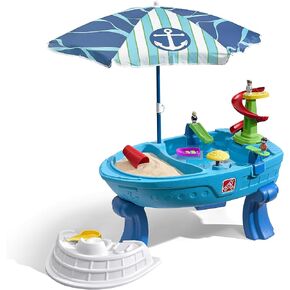 Step2 Fiesta Cruise Sand & Water Table with Umbrella, Kids Activity Sensory Playset, Summer Outdoor Toys, 10 Piece Water Toy Accessories, for Toddlers 2+ Years Old in Kuwait