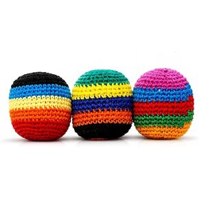 3PCS Hacky Hand-Made Knitted Footbag Set, Crochet Footbags for Adults & Beginners, Assorted Random Color Kick Sack Balls, Juggling Balls for Coordination Training, Outdoor Games, Party Favors in Kuwait