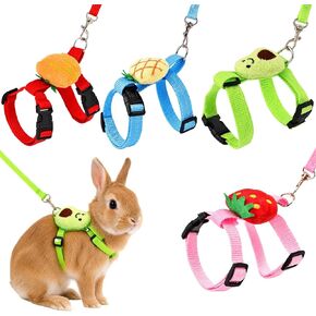 Bunny Rabbit Harness and Leash Set, 4 Pack Adjustable Small Pet Vest Harness with Leash, Soft Fabric Comfortable Fit for Bunny, Ferret, Kitten, Puppy and Guinea Pig in Kuwait
