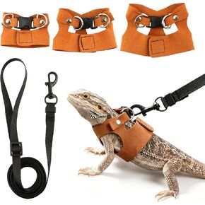 Bearded Dragon Harness and Leash Set, 3 Pack Adjustable Vest Harnesses with 6.5 ft Nylon Leash, Small Animal Traction Rope Training Walking Vest Accessories for Reptile Squirrel Rat in Kuwait
