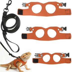 Jeffdad 3 Pcs Bearded Dragon Leash and Harness Leather Lizard Harness Leash in Kuwait