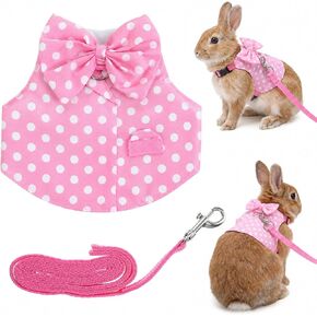 Adjustable Escape Proof Vest Cute Bunny Vest Hamster Leash Set Bunny Harness and Leash Set Soft Breathable Mesh Rabbit Leashes Vests with Safety Buckles for Rabbits Kittens Guinea Pigs Small Pets in Kuwait