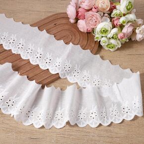 Cotton Eyelet Ruffle Trim Sewing White Scalloped Edge Lace By the Yard in Kuwait