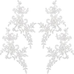 4Pcs Mirrored Lace Applique Sheer Mesh Sew-On Wedding Patches in Kuwait