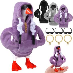 7 Inch Desk Goose Outfits, Mini Desktop Hoodie with Chain Sunglass in Kuwait