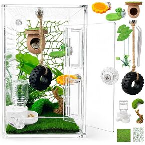 Jumping Spider Enclosure Accessories Kit,Transparent Spider Terrarium,DIY Insects Habitat,Escape Proof Small Reptile Terrarium,Bug Enclosure with Decor Accessories (GreenB) in Saudi Arabia