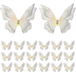 uxcell 20Pcs Organza Butterfly,1.6"x2" Double Layers Lace Patches,Purple in Kuwait