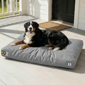 Sytopia 42 Inch Indestructible Dog Bed for Aggressive Chewers, Chew Proof Durable Outdoor Canvas Pet Crate Mat with Waterproof Washable Removable Cover, Indoor Patio Pet Pad for Crate, Yellow in Kuwait