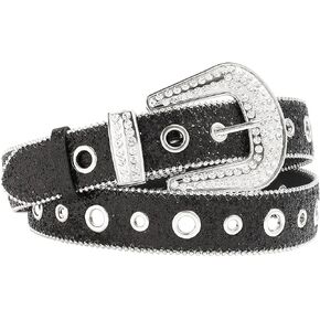 Kajeer Rhinestone Belt for Women Men, Bling Belt Vintage Cowgirl Belt Sequin Diamond Studded Western Cowboy Belts for Jeans in Saudi Arabia