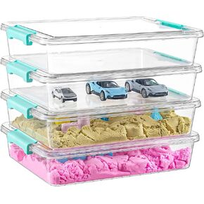 6 QT Clear Plastic Storage Bins with Lids, Stackable Sensory Bins, Clip Box in Kuwait