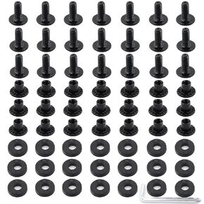 21 Sets Black Chicago Screws #8-32 1/4″ Holster Screws for Leather & Kydex Holsters & Clips and Knife Sheaths, with a Cross-Head Screw, Slotted Nut, Rubber Washer, and Cross Wrench. (1/4″- 21 Sets) in Kuwait