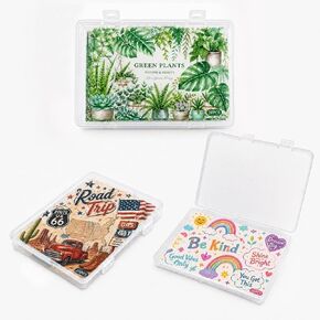 Clear Sticker Organizer Box with Snap Closure (8.7x5.7x1.2 inch, 3 Pcs) in Kuwait