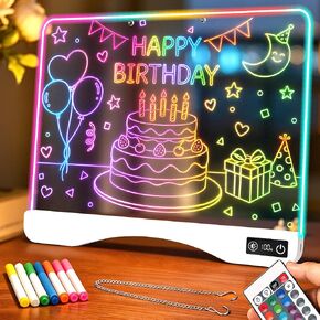 16.5" LED Drawing Board for Kids, Birthday Gifts for 3 5 6 Year Old Girl Boy, Light Up with 17 RGB Colors, 5 Dynamic Light, Rechargeable Screen-Free Tracing Toy with 10 Brightness Levels & Remote in Kuwait