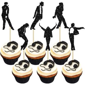 Ephlyn 30Pcs Dance King Cupcake Toppers Dancers Happy Birthday Cupcake Pick Decorations for Forever God Art Dance Theme Birthday Anniversary Party Decoration Supplies Black in Kuwait