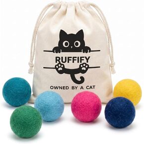 Cat Felt Balls 6 Pack, Wool Toy Balls for Indoor Cats, No Catnip in Kuwait