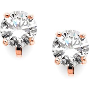 Mariell Gold Cubic Zirconia Crystal Wedding Clip On Stud Earring for Women, 2 Carat CZ, Birthday Gift in Saudi Arabia