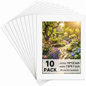 10 Pack Picture Frame Mats, 8x10 Inch Matted to 6x8 Inch Photo Mats, Bevel Cut Mat Board Show Kit, Acid Free Picture Matting for Photos, Prints, Watercolor Artworks in Kuwait
