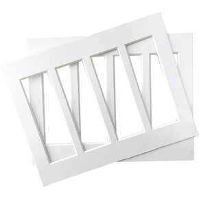 SMILE&WAVE Photo Frame Mats For 2x6 Photo Booth Strips - 8.5x11 Matboard Fits 4 Photobooth Pictures - DIY Cut to Fit 8x10, 5x7 Photo Picture Frame (White (Set of 2)) in Kuwait