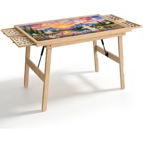 TEAKMAMA No-Assembly Puzzle Table, 1500Pcs 27.6" H Puzzle Board for Adults in Kuwait