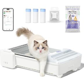 Open-Top Self Cleaning Litter Box, 2026 Upgraded Extra Large Automatic Cat Litter Box for Multiple Cats, Safety Sensors/App Control/Odor Control/Easy Clean - Includes 5 lbs Premium Cat Litter in Kuwait