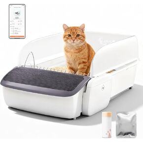 Self Cleaning Cat Litter Box Automatic Litter Box for Multiple Cats 2026 Upgraded Open Top Extra Large with App Control/Splash Guard/Safety Anti-Pinching Design/Odor Control Includes Waste Bags in Kuwait