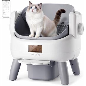 Thereye Automatic Litter Box, Open-Top Self Cleaning Litter Box with Entry Step, 11 Safety Protections & App Control, 10L Waste Bin with Odor Control Smart Cat Litter Box with Trash Bags/Litter Mat in Kuwait