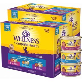 Wellness Complete Health Pate Adult Wet Cat Food,Natural,Protein-Rich,Grain-Free,3 Ounce,(Chicken & Turkey Variety Pack),(Pack of 48) in Kuwait