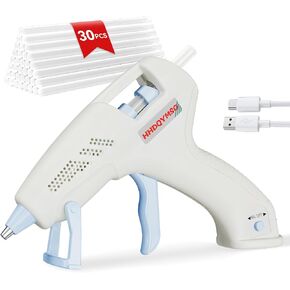 Cordless Hot Glue Gun, 20W Hot Glue Gun with 30PCS Premium Glue Sticks & 1m USB-C Cable, 2000mAh Built-in Battery Suitable for School Craft, Home Repair, DIY (Cordless) (White) in Kuwait