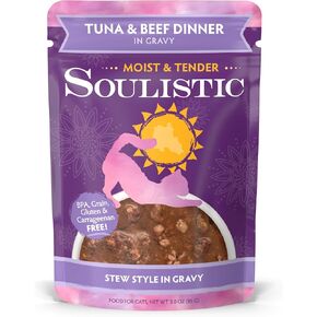 Soulistic Moist and Tender, Tuna and Salmon Dinner in Gravy, 3oz Pouch, Pack of 8 in Kuwait