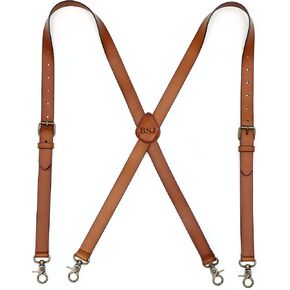 Mens Suspenders X Back Design Leather Suspenders Adjustable Brown Braces Groomsmen Gift for Wedding in Saudi Arabia