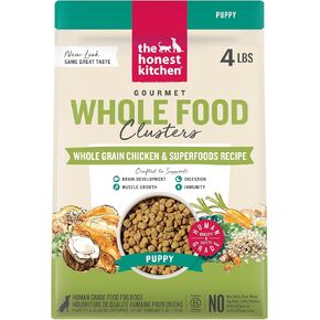 The Honest Kitchen Puppy Whole Grain Chicken & Superfoods Whole Food Clusters, Vet Crafted Human Grade Dry Dog Food for Puppies, Supports Brain & Eye Health, Healthy Growth & Digestion, 4 lb Bag in Kuwait