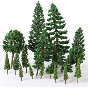 25 Pieces Miniature Model Trees 1.3-5.7 Inch Mixed Fake Tree Diorama Supplies Artificial Mini Tree Train Scenery Landscape for DIY Crafts, Building Model, Scenery Landscape, Natural Green in Kuwait