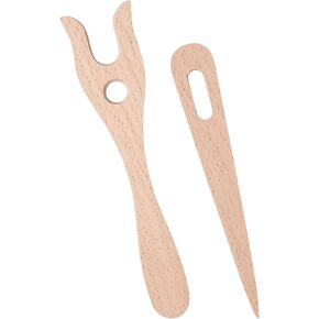 2 Pack Lucet Fork Wooden Weaving Tools Weaving Needles Finger Braiding Tool for Bracelet Necklace Braided Projects DIY Tools in Kuwait