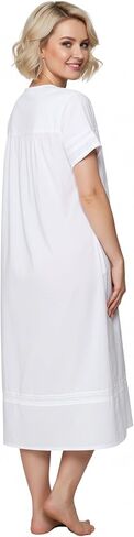 LA CERA Women's Short Sleeve Pearl Innocence Night Gown in Kuwait