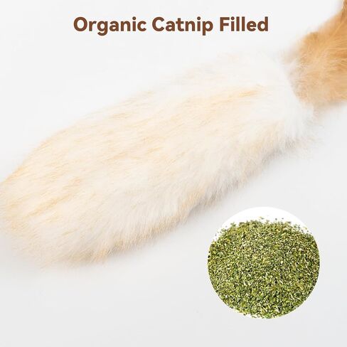Migipaws 2-Pack Plush Cat Toys with Natural Feather & Catnip, Soft Fluffy Tail & Interactive Hanging Ring for Wand Attachment, Durable Bite-Resistant Kitten Teaser for Indoor Play in Kuwait