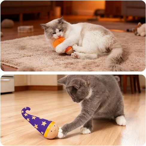 Lulu's world Solid Wood Wobbler Cat Toy with Catnip for Cats,Feather Style in Kuwait