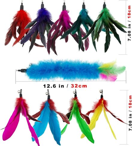 CATENESS Cat Feather Toys Refills, 10 Pieces Cat Wand Replacement Feathers Toy for Indoor Cats in Kuwait