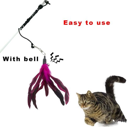 CATENESS Cat Feather Toys Refills, 10 Pieces Cat Wand Replacement Feathers Toy for Indoor Cats in Kuwait