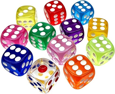 16mm Colored Translucent D6 Polyhedral Dice Set, 12 Pieces，Pink in Kuwait