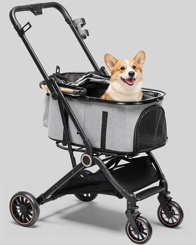 GTPLAYER 3 in 1 Pet Stroller with Removable Carrier, Foldable Stroller for Small/Medium Dogs and Cats, All-Terrain, with Sun Shades, Car Seat, Up to 45 lbs, Gray in Kuwait