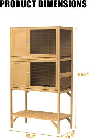 GDLF Wooden Quail Cage Indoor, 2-Tier Quail Coop with Pull-Out Trays in Kuwait