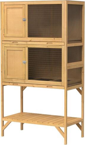 GDLF Wooden Quail Cage Indoor, 2-Tier Quail Coop with Pull-Out Trays in Kuwait