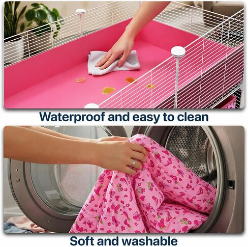 32 Panels 2x4 Pink C&C Cage for Guinea Pigs with Stand 56x28 in Space-Saving 5mm Waterproof coroplast Washable Fleece Liner and 4 Storage Boxes Small Animal Playpen Bunny Cage Hedgehog in Kuwait