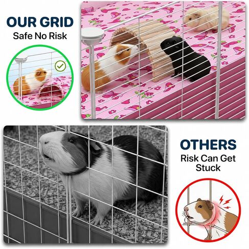 32 Panels 2x4 Pink C&C Cage for Guinea Pigs with Stand 56x28 in Space-Saving 5mm Waterproof coroplast Washable Fleece Liner and 4 Storage Boxes Small Animal Playpen Bunny Cage Hedgehog in Kuwait
